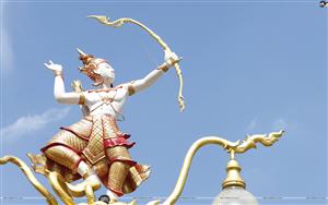 Statue of Lord Vishnu with bow & arrows